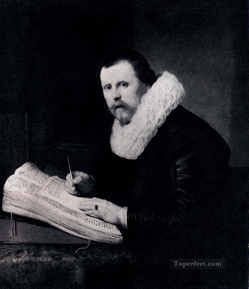 Retrato de joven en su escritorio Rembrandt Pintura al óleo